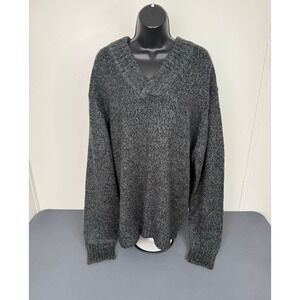 Rockingham Sweater Women  XXL Gray Marl V-Neck Knit Acrylic Pullover Long Sleeve